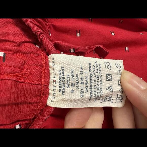 Tommy Hilfiger Red Logo'd Pajama Lounge Cotton Pants w‎ Pockets SIZE S - Picture 5 of 5